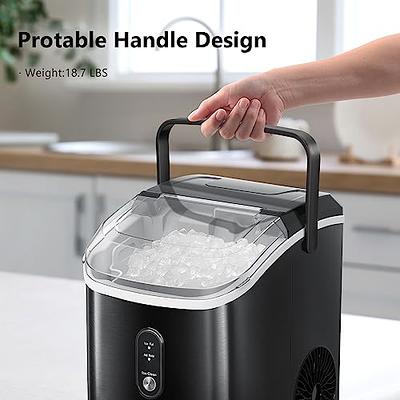 AGLUCKY Nugget Ice Maker Countertop, Portable Pebble Ice Maker Machine with  Handle, 35lbs/24H, One-Click Operation,Pellet Ice Maker for  Home/Kitchen/Office(grey)