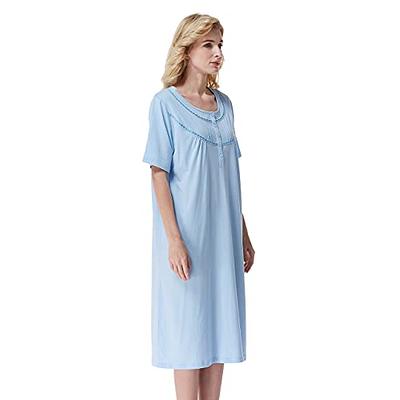 Keyocean Nightgowns for Women, Soft 100% Cotton Knit Nightgowns, Comfy  Long-Sleeve Ladies Sleepwear Gown for Mom : : Clothing, Shoes 