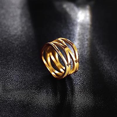 Zoesky Stainless Steel Rings for Women Gold Chunky Thumb Rings Multi Layer  Statement Band Rings Fashion jewelry Comfort Fit Size 5-12 (10) - Yahoo  Shopping