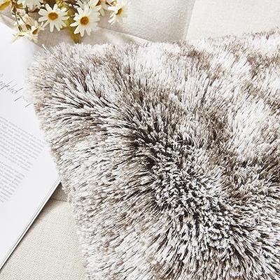 NordECO HOME Luxury Soft Faux Fur Fleece Cushion Cover Pillowcase  Decorative Throw Pillows Covers, No Pillow Insert, 18 x 18 Inch, White, 2  Pack