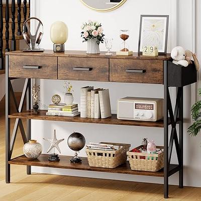 ANBAZAR Console Table, Narrow Console Table for Entryway, Sofa Table with Storage Drawers and Shelf for Living Room, Espresso, Brown