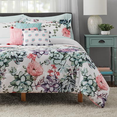 Mainstays White Floral 10-Piece Bed in a Bag Comforter Set with Sheets,  Queen - Yahoo Shopping