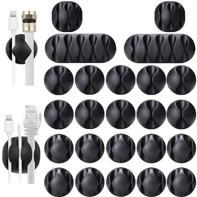 XHF 3/4” Adhesive Cable Wire Clips Black 60pcs, Cable Staples Outdoor Cable  Management Wire Organizer Cord Holder for Under Desk, Car, Wall, TV PC