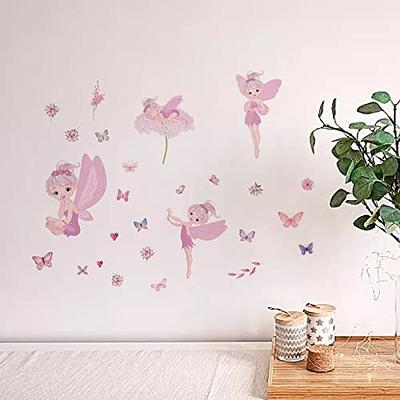 Butterfly Girl Wall Stickers Flower Fairy Wall Decal Pink Floral Wall Mural  Colorful Butterflies Wall Decor DIY Removable Vinyl Wall Art for Girls Baby  Nursery Bedroom Playroom : : Tools & Home