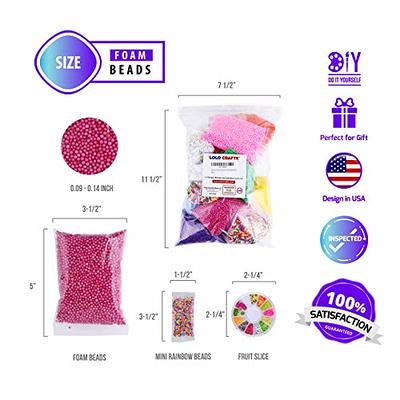 Slime Foam Beads Floam Balls 18 Pack Microfoam Beads Kit 0.1-0.14 and 0.28-0.35 inch (70,000 Pcs) Colors Rainbow Fruit Beads Craft Add Ins Homemade