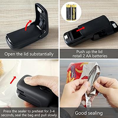 TYHJOY Mini Chip Bag Sealer, Handheld Heat Vacuum Sealer and Cutter, Portable  Chip Bag Resealer Machine for Snack Plastic Fresh Bags Cookies - Black -  2xAA Batteries Included - Yahoo Shopping