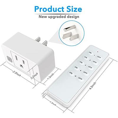 Remote Control Outlet Switch, Wireless On Off Power Plug 1800W Electrical  Outlet Switch Sockets, Remote Light Switch for Household Appliances, 230ft  RF Range, 3 Outlets + 1 Remote: : Tools & Home Improvement