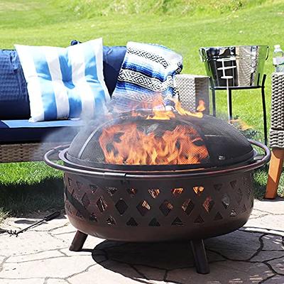 Sunnydaze Bronze Crossweave Wood-Burning Fire Pit - Includes Spark