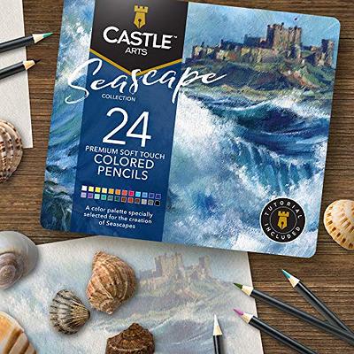 Castle Arts Themed 24 Colored Pencil Set in Tin Box, perfect colors for  Seascapes. Featuring quality, smooth colored cores, superior blending &  layering performance achieving great results - Yahoo Shopping