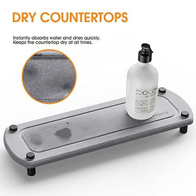 Instant Dry Sink Organizer, 11.8 inch Kitchen Sink Caddy Sponge Holder Dark Grey