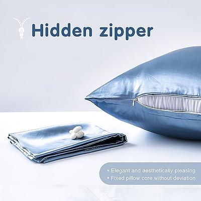 Silky Satin Pillowcase for Hair and Skin Queen Satin Pillowcase with Zipper  (Pillowcase Set of 2)