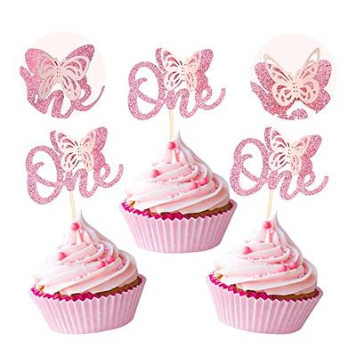 ONE Birthday Cake Topper, 1st Birthday Cake Topper Butterfly Cupcake Topper