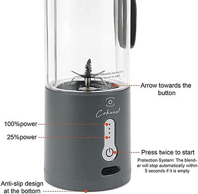 Portable Blender - 18 Oz USB Rechargeable Personal Size Blender for Shakes  and Smoothies - 150W Power With 6 Blades And Pulse Mode - With Cup Lid for