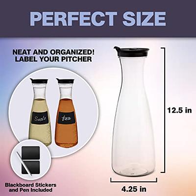 Umien 50 oz Spill-Proof Water Carafe with Flip Top Lid, Clear Plastic Pitcher for Water, Milk, Iced Tea. Drink Containers for Fridge - BPA-Free