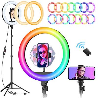 8'' Dual Ring Light with Tripod Stand & 2 Phone Holders for Double  Brightness, LED Selfie Ring Light with Remote Shutter for Live  Stream//Video