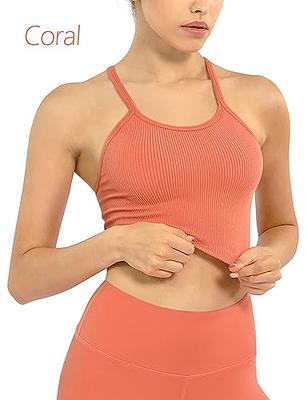 ODODOS Women's Crop Camisole 3-Pack Washed Seamless Rib-Knit Crop