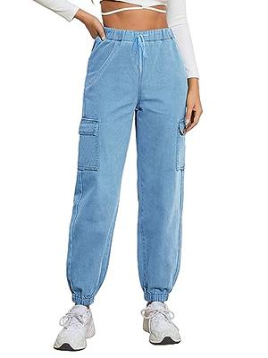 Women's Cargo Pants With Side Pocket Detail Sky Blue –
