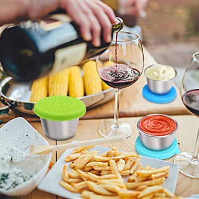 Reusable Small Condiment Containers with Lids - Stainless Steel Salad Dressing Container to Go for Lunch Box Dipping Sauce Cups with Plastic-Free