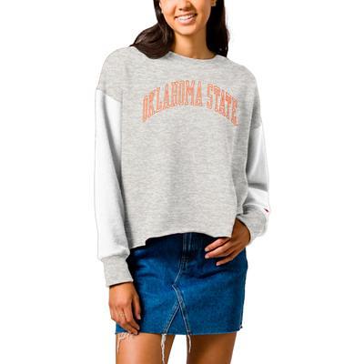 Women's League Collegiate Wear Ash Oklahoma State Cowboys 1636 Boxy Pullover Sweatshirt Size: Small