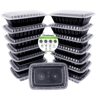 Aozita 32 Sets 12 oz Plastic Deli Food Containers with Lids, Airtight Food Storage Containers, Freezer/Dishwasher/Microwave Safe, Soup Containers