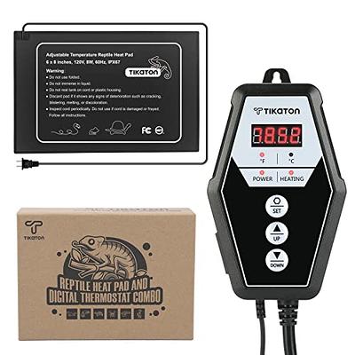 Reptile Thermometer Hygrometer LCD Digital Humidity Gauge, worked with  Reptile Heat Pad to Monitor Temperature & Humidity in Reptile Terrarium,  Perfect for Turtle/Snake/Lizard/Frog/Spider/Plant Box 