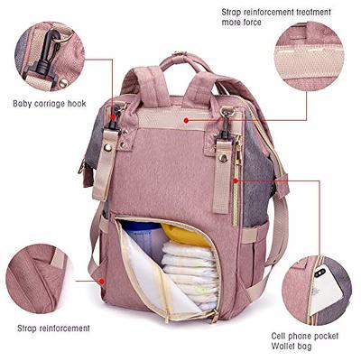 QIMIAOBABY Diaper Bag Backpack,Waterproof Multifunctional Large Travel  Nappy Changing Bags… (Pink with gray) : Baby 