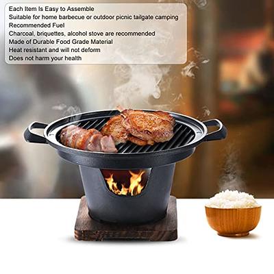Charcoal Grill, 10.2in Portable Charcoal Grill Japanese Hibachi Grill with  Wooden Base, Portable Grill Smokeless Cast Iron Hibachi Grill Yakiniku Grill  Tabletop Grill - Yahoo Shopping