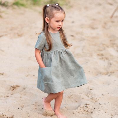 Linen Baby Dress Kids Clothing Linen Girl Clothes First Birthday Dress -  86cm EU / 18-24 month US/Sage Green - Yahoo Shopping