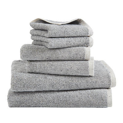 BrylaneHome 6 Piece 100% Cotton Terry Towel Set - 2 Bath Towels 2 Hand  Towels 2 Washcloths, Soft and Plush Highly Absorbent - Charcoal Black 