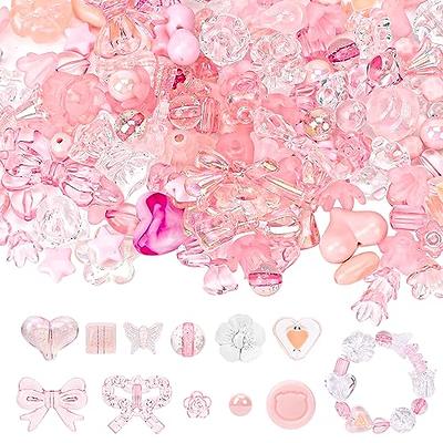 170 PCS Aesthetic Acrylic Assorted Pink Beads Flower Heart