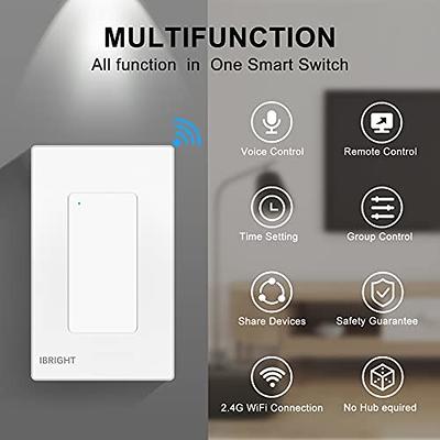 WiFi Smart in-Wall Light Switch with Timer Function Compatible Function (4  Pack) BN-LINK - BN-LINK
