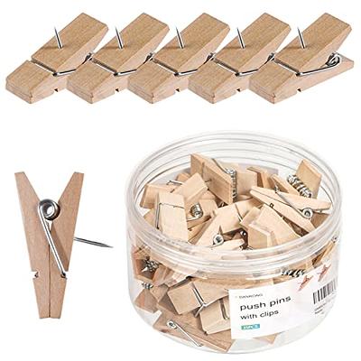 DANRONG 35 PCS Push Pins with Clips, Non-Separation Design, Decorative  Wooden Thumb Tacks - No Holes for Documents, Paper, Notes, Photos - Cork  Board/Bulletin Board Accessories - Yahoo Shopping