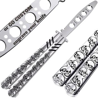  Little World Butterfly Knife - 1 Pack Trainer Practice Tool  Steel Metal - Folding Knife Unsharpened with Wood Handle - Training Knife  Practicing Flipping Tricks : Sports & Outdoors