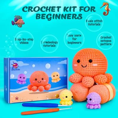 Crochetta Crochet Kit for Beginners, Amigurumi Crocheting Animals Kits w  Step-by-Step Video Tutorials, Knitting Starter Pack for Adults and Kids,  Jumbo 3 Nestable Octopus Familly (40%+ Yarn Content) - Yahoo Shopping