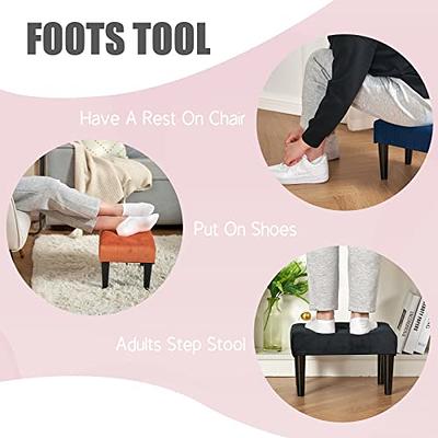 Small Footstool Ottoman,Velvet Soft Footrest Ottoman With Wood Legs,Sofa  Footrest Extra Seating For Living Room Entryway Office