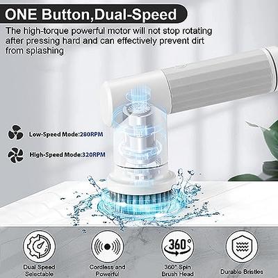 Electric Spin Scrubber Cordless Cleaning Brush with 2 Rotating