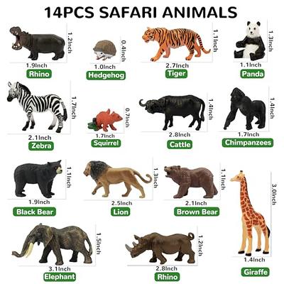 14PCS 1-2 Tiny Jungle Animal Figures Toy Mini Zoo Animal Figurines Toy Set