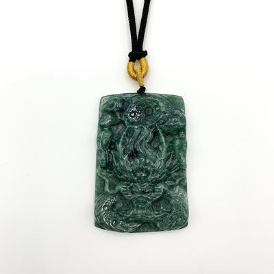 Chinese Green Jade Elephant Necklace with Adjustable String