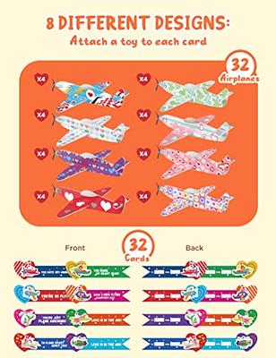 28 Pack Kids Valentines Day Gifts, Foam Airplanes + Valentines Cards Party  Favor Set, Valentine's Day School Supplies, Classroom Exchange Gift