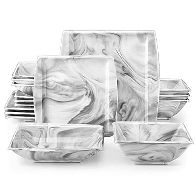 MALACASA Blance 30-Piece Marble Grey Porcelain Tableware