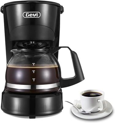 Gevi 4-Cup Coffee Maker with Auto-Shut Off, Small Drip Coffeemaker Compact Coffee Pot Brewer Machine with Cone Filter, Glass Carafe and Hot Plate