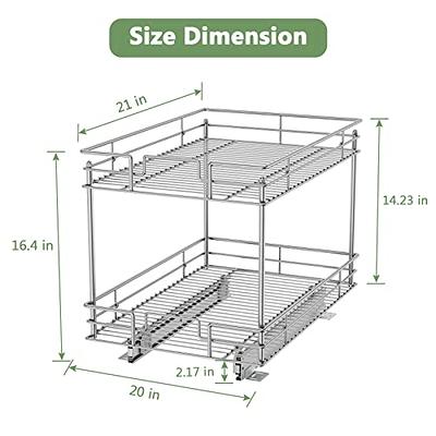 2 Tier Pull Out Cabinet Organizer (20W x 18D), Pull out Drawers for Kitchen  Cabinets, Pull Out Shelves for Base Cabinet Organization in Kitchen  Bathroom Pantry, Chrome Finish 