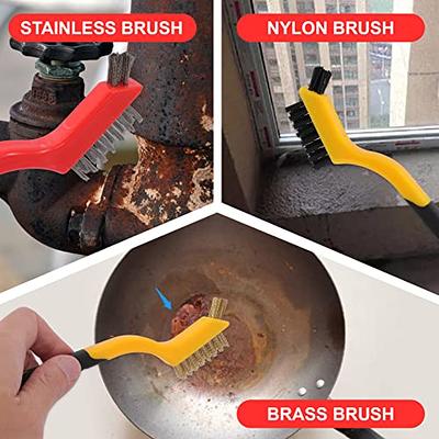 Gas Cleaning Brushes Mini Wire Brush Cleaning Tool Kit Brass, Nylon,  Stainless Steel Bristles (Multicolor) Set