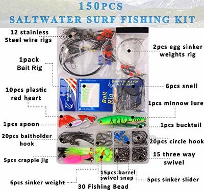 OROOTL Saltwater Fishing Tackle Kit -212pcs Ocean Fishing Tackle Box  Include Fishing Rigs Hooks Minnow Lures Jig Spoons Swivels Snaps Weights  Wire