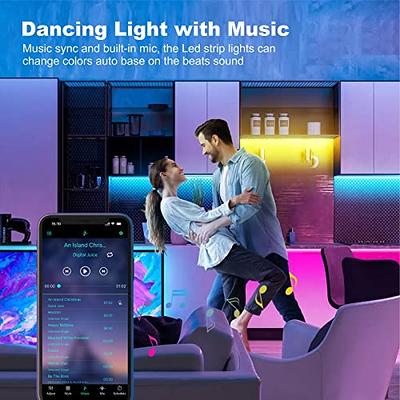 LED Strip Light RGB 5050 Music Sync Color Changing Sensitive Built-in Mic,  App Controlled LED