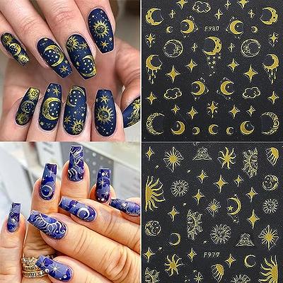  8Sheets Gold Star Nail Sticker Decals- Metallic Nail Supplies 3D  Self-Adhesive Sun Stars Moon Starlight Planets Snake Nail Design Nail Art  Stickers for Women Acrylic Nails Decoration Accessories Craft : Beauty