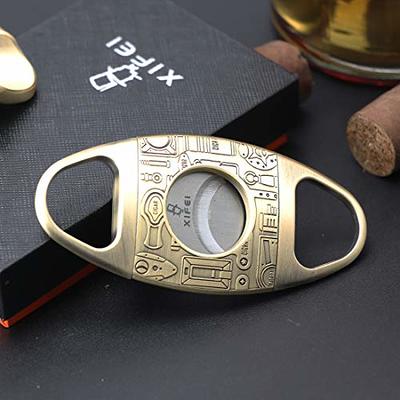 XIFEI Cigar Cutter Antique Bronze Engrave Stainless Steel Double Cut Blade  Cigar Guillotine(Gold) - Yahoo Shopping