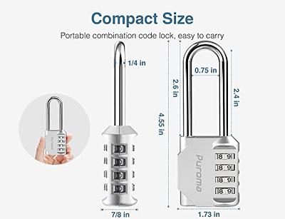 Puroma 4 Pack 2.6 Inch Long Shackle Combination Lock 4 Digit