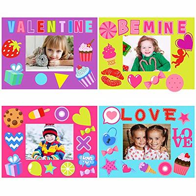  12 Pcs Valentine's Day Picture Frame Craft Kits for Kids  Valentine's Day DIY Craft Art Picture Frame with 200 Pieces Stickers for  Kids and Fun Home Classroom Activities (Red, Pink) 