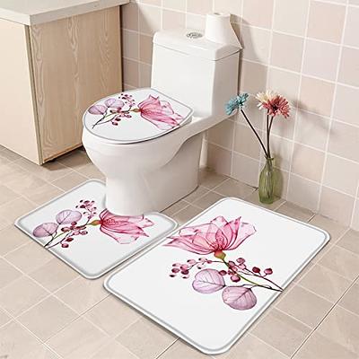 3pcs Bathroom Rugs Set Microfiber Plush Bath Rug Non Slip Absorbent Bath Mat  Set